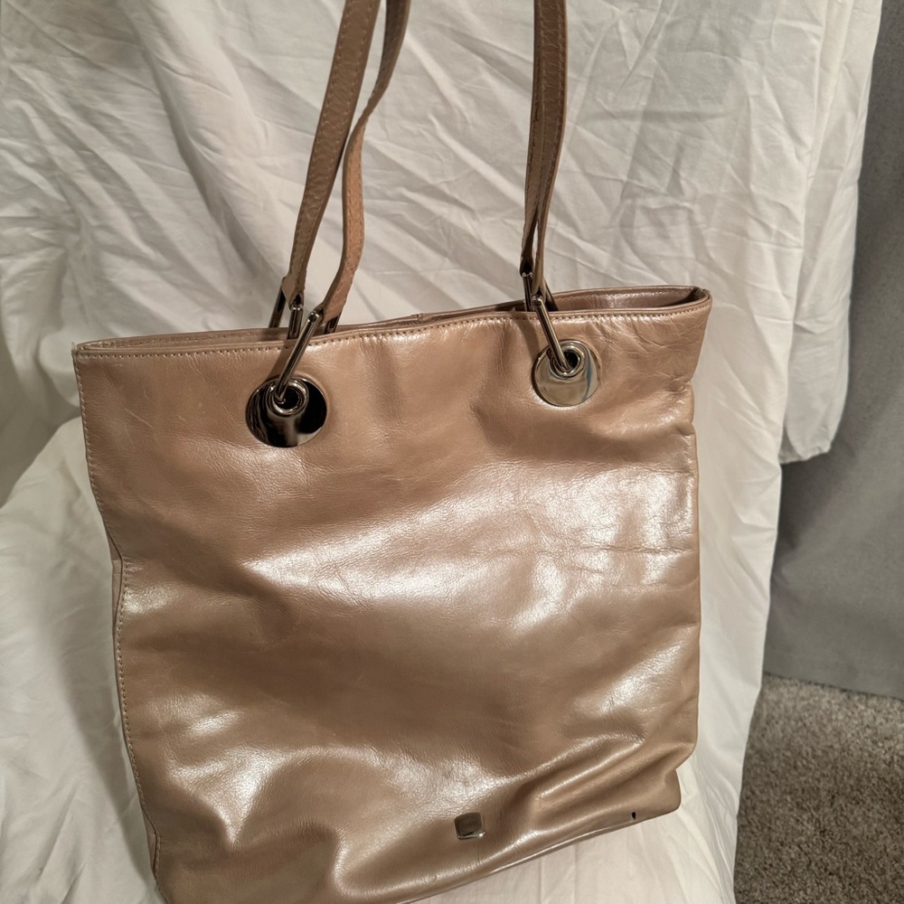 Chic Rose Gold Leather Tote Bag